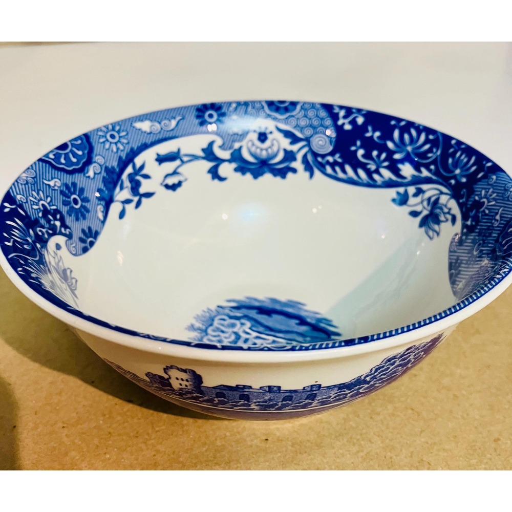 Spode Cereal‎ Bowl Unisex 6.5in Blue Excellent Italian England Blue White Floral
